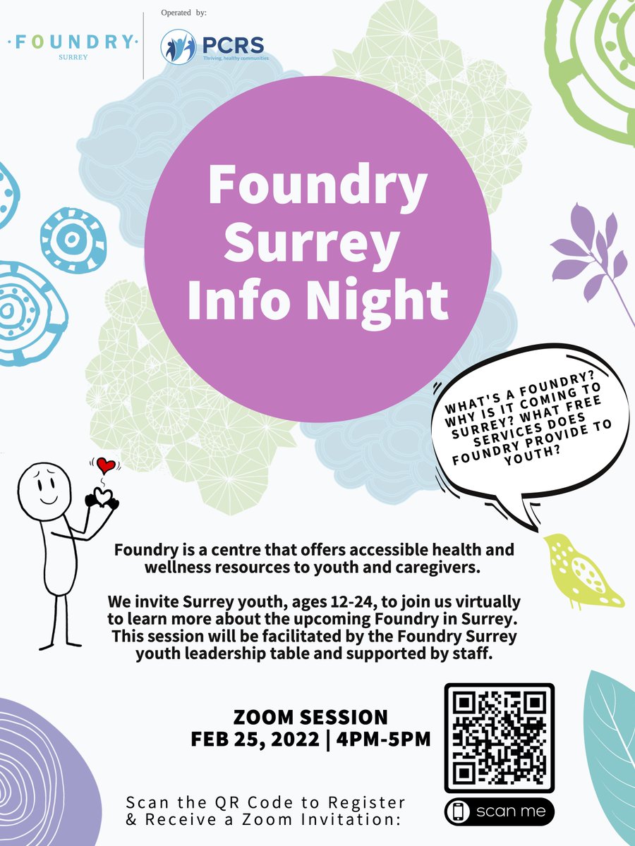 FSIBC's tweet image. The Foundry is a centre that offers accessible health and wellness resources to youth and caregivers. Surrey youth, ages 12-24 are invited to learn more about The Foundry on February 25th.

Register here: ow.ly/pOez50HOLvA