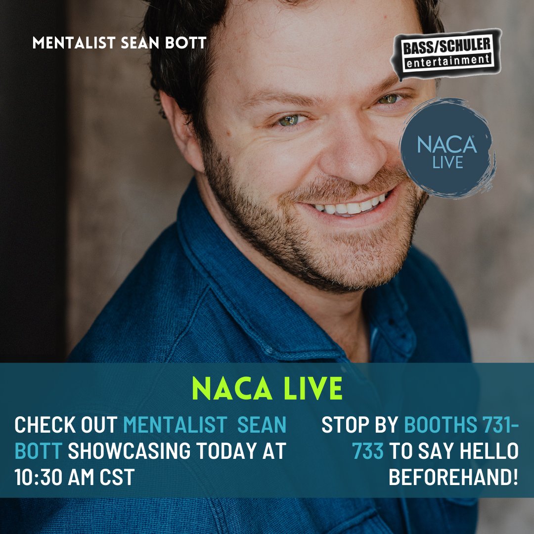 BassSchuler's tweet photo. Hey #NACALive, check out mentalist Sean Bott who will be showcasing TODAY at 10:30 AM! #Mentalist #showcasingartist #BassSchulerEntertainment #BSEAgency https://t.co/oM9J3fRrUM