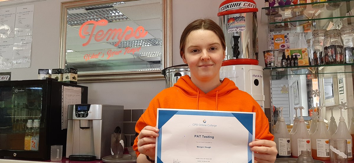 TsukureHub's tweet photo. Congratulations Morgan on passing her PAT Testing certification with us! Speaking of which, we will be holding a Repair Cafe in the near future. A special thank you to Smith’s  Support Services for once again providing the training support for us. https://t.co/oVSOQtYCjp