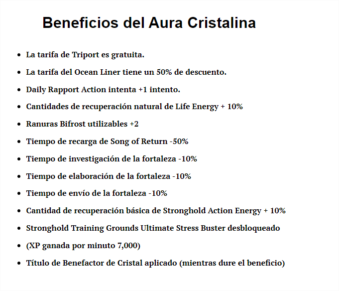 #LostArk regalará 3 días de Aura Cristalina en compensación por las molestias durante el lanzamiento.
✨ Estos son los beneficios del Aura Cristalina ⬇️
