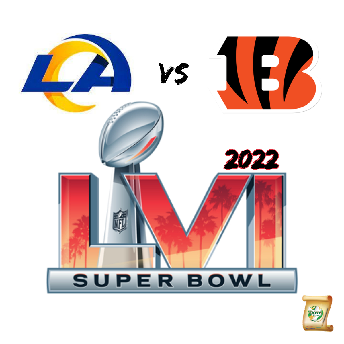 DoveDirect's tweet photo. Congratulations to the Los Angeles Rams and Cincinnati Bengals who will square off in the Super Bowl.  Enjoy the game!

#SuperBowl 
#SuperBowl2022 https://t.co/qkZRDC6Oe4