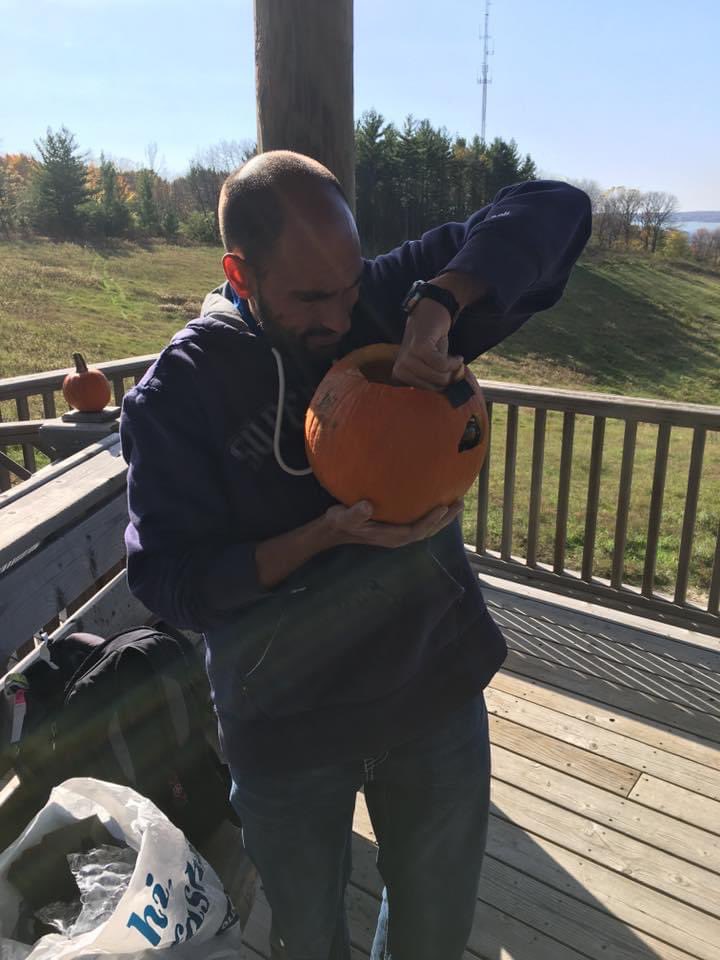 BenHandelman's tweet photo. I once worked 40 hrs straight w/ @andy_konkle (covering an F5 tornado).Once convinced me to do an entire story cause he wanted to put gopros in pumpkins+have people on zip lines chuck them. Likely most decorated photojournalist in country. What a Fox 6 career! Last day! GL Andy. https://t.co/lsk1C1jKuD