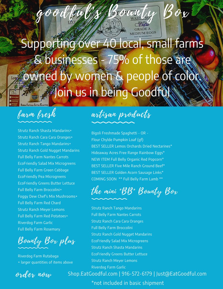 EatGoodful's tweet photo. Shasta mandarins, microgreens, broccolini, red chard - next week's Bounty Boxes are looking yummy 🍊🥬🧄
Choose health. Choose you. Choose Goodful's Bounty Box.
Order today > https://t.co/c4yDVdjnSA
#EatGoodful #BountyBox #farmbox #sacfarm2fork #eatlocal #shopsmall #BuyBlack https://t.co/C4rOKirQGC