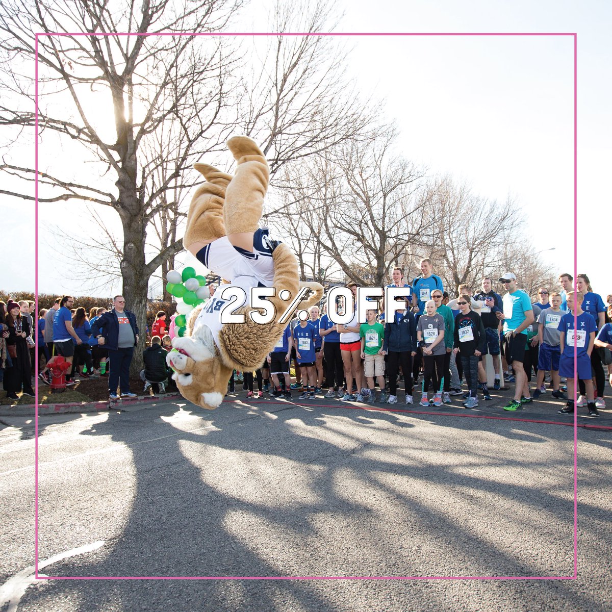 cougsvscancer's tweet photo. Jumping (and flipping) for joy because it’s valentine’s weekend and the run is a month away! Take 25% off now through Monday when you register to run for someone you love using the promo code RUN4LOVE https://t.co/S4dEnmx83Q