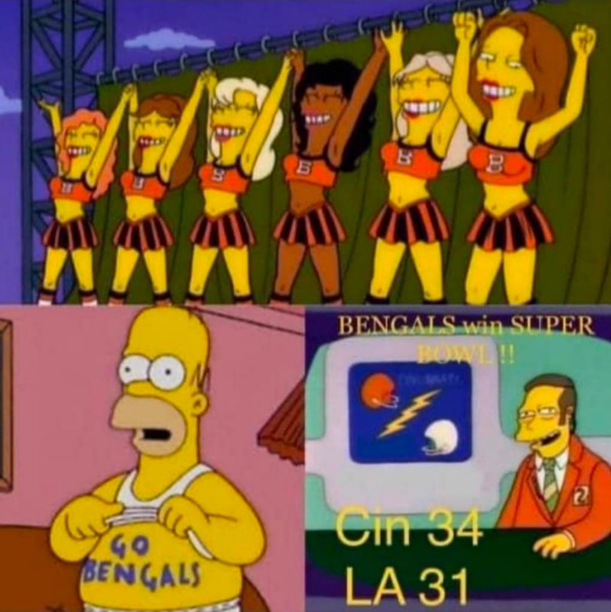 SimpsonsFutur's tweet photo. Vous pouvez miser la maison sur les Bengals lors du SuperBowl, si les Simpsons l’ont dit, il y a de forte chance qu’ils l’emportent #SuperBowl https://t.co/pmjzOqYR4r