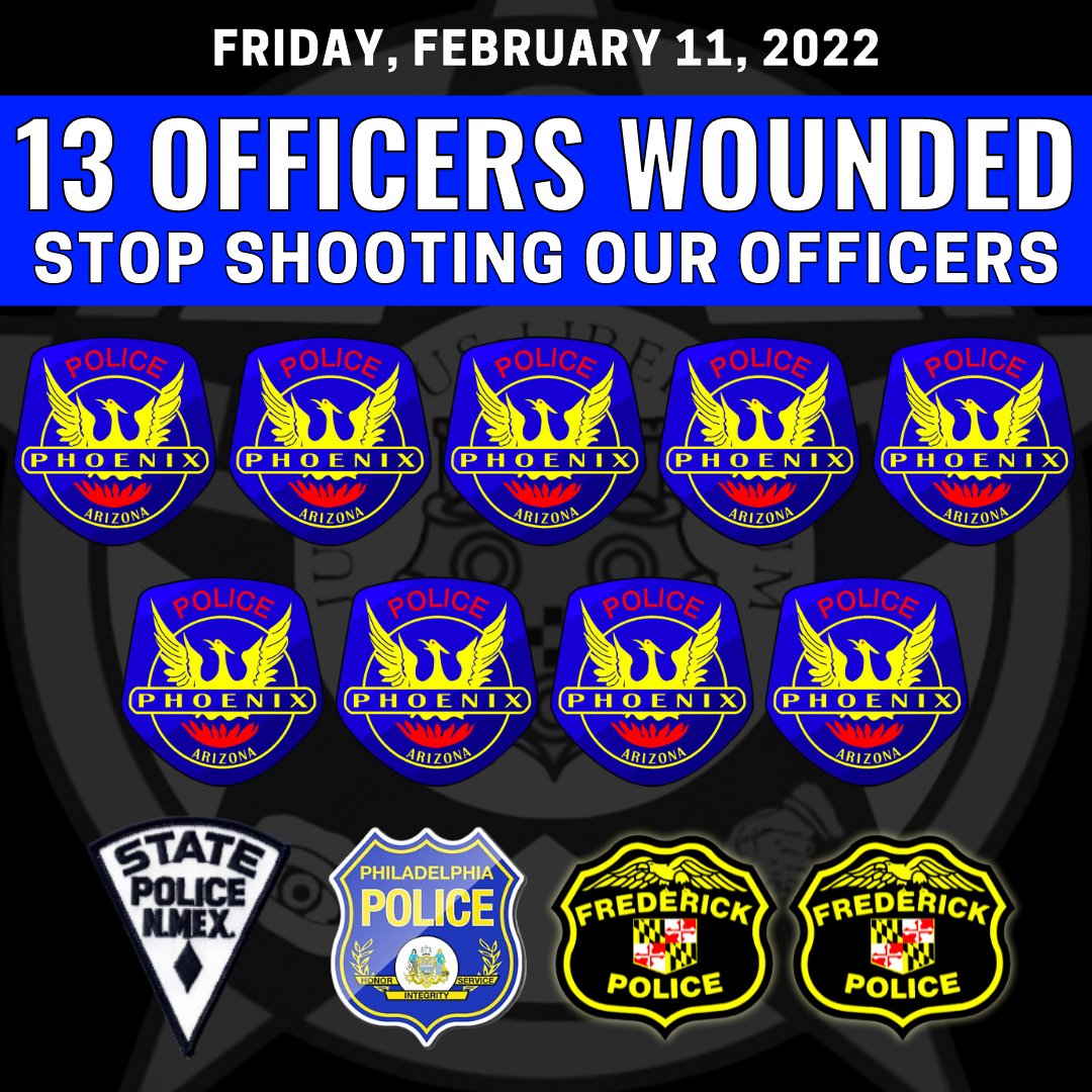 GLFOP's tweet photo. ⚠️ National FOP President @PYoes Condemns Violence Against Police Officers Across the Country

Just today, it is being reported that 13 officers were wounded by gunfire in Arizona, Maryland, Pennsylvania, and New Mexico.

Read More ➡️ https://t.co/7DPKa7yoW9 https://t.co/fXPgw2uAhY