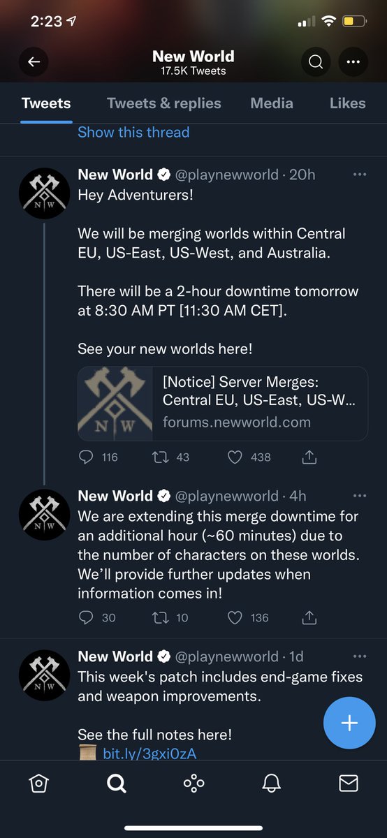 A30lopez1's tweet photo. @PaulTassi @Gothalion They were doing a server merge at the same time so possible?? https://t.co/AWFQNiKRVv
