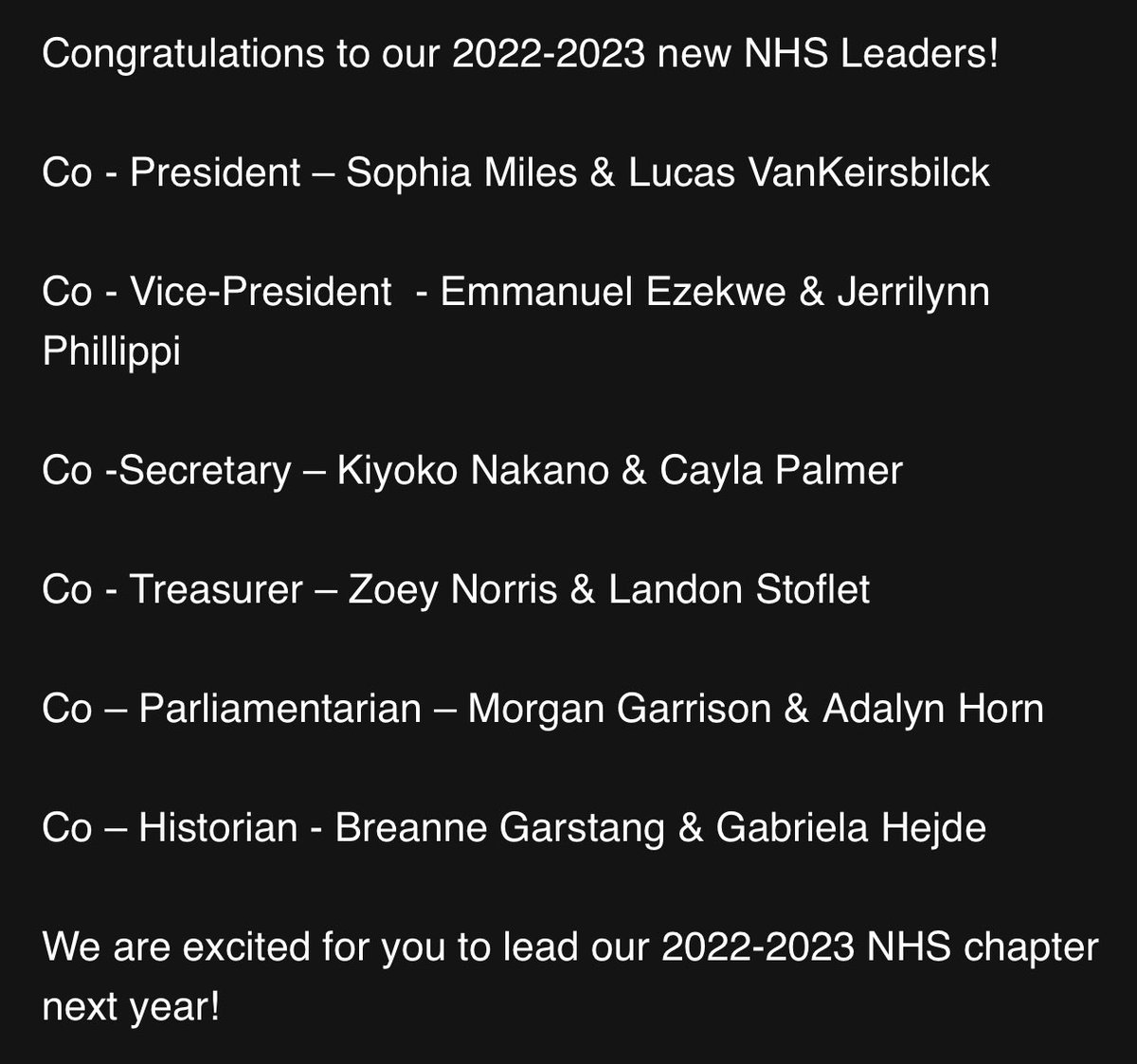 Staley National Honor Society tweet media