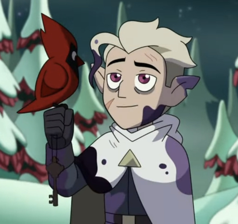 Today's non-human companion is L'il Rascal from The Owl House! (He/him) He's Hunter's cardinal shaped paliceman and his name is only a nickname, he doesn't have a confirmed canon name. Submitted by @monootd :)