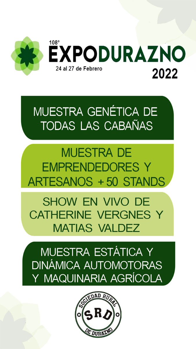 Lanzamiento 108 #ExpoDurazno 
24 al 27 de Febrero. Te esperamos.