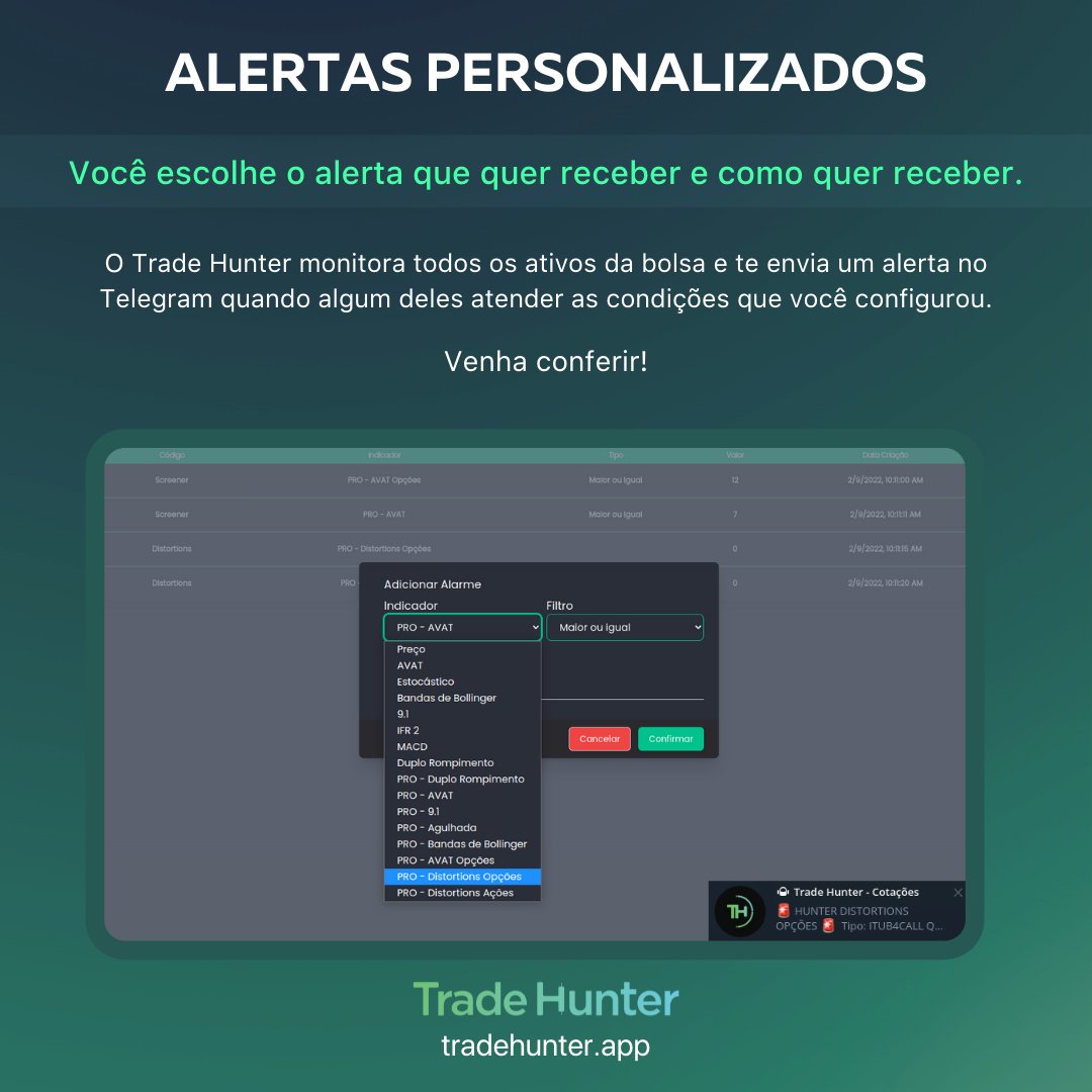 rns_891's tweet photo. Use seu tempo de maneira inteligente!

Acesse o Trade Hunter agora mesmo, personalize um novo alerta e amanhã você já começa a receber notificações no seu celular ou desktop!

https://t.co/nc7gMfkbUm https://t.co/XNoN8jU4wD