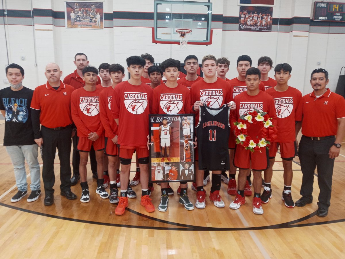 On our #RaiderNation #SeniorNight, we honor <a href="/HarlingenBBall/">Harlingen Basketball</a> senior Christopher Perales who tragically lost his life just before the start of the 21-22 high school basketball season. The Cardinal community will remain in our thoughts and prayers. Rest In Peace Christopher.