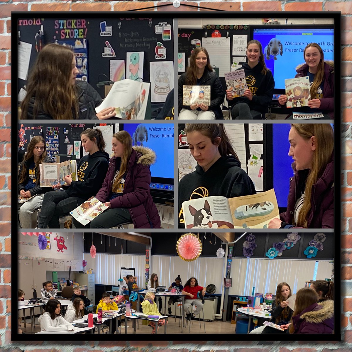 CArnold2020's tweet photo. Fraser Ramblers Read Girls Varsity Basketball players visited us today! Our class was captivated! They read us a couple new and one old favorite and then shared how much their teammates mean to them! πππ #fraserfamily #ikefraser #fraserlearning https://t.co/yDYIUUlxJ4
