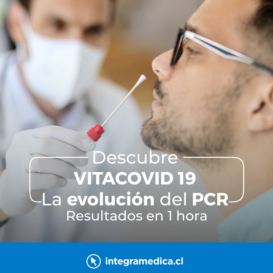 Nueva técnica molecular para detección de Covid-19 comparable a un PCR ¡Tus resultados en 1 hora! Disponible en IntegraMédica Alameda y Los Dominicos, valor $49.000, no reembolsable con Fonasa e isapres. Agenda aquí: bit.ly/34uPV9N #pcr #covid #vitacovid