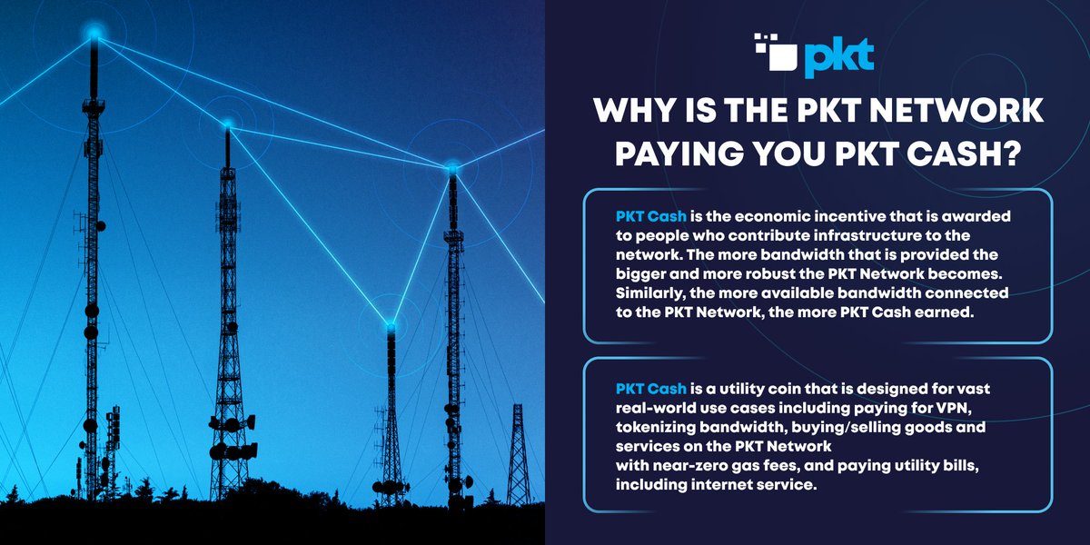 pktcash's tweet photo. The #PKT Network is designed to incentivize people to connect and maintain internet infrastructure. It’s as simple as installing PacketCrypt software on any internet-connected device. PKT Cash ($PKT) is the economic incentive paid to people who connect to the network #pktpaysyou https://t.co/umPyMylss0