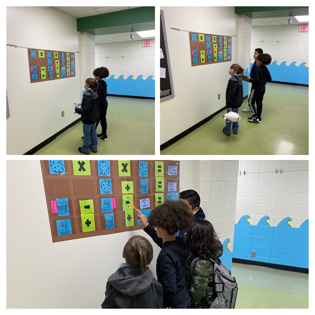 ParkerRowland84's tweet photo. I started a school-wide math puzzle several weeks ago. This morning, I was in and out of my room putting up a bulletin board. Every time I came out of the room, the crowd was growing and the conversation was getting deeper! #mtbos #iteachmath #elementarymath #mathchat https://t.co/pD2bsUCmmz