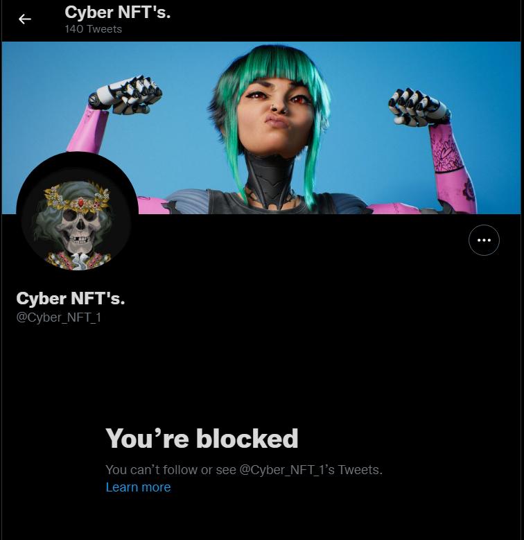 artofjhill's tweet photo. putting @Cyber_NFT_1 on blast for straight up stealing art from artists to use and sell. People like this give NFTs a bad name. If you're into buying and selling NFT Art be sure the contract is solid and the art is from the original creator https://t.co/SGDtalTUgE