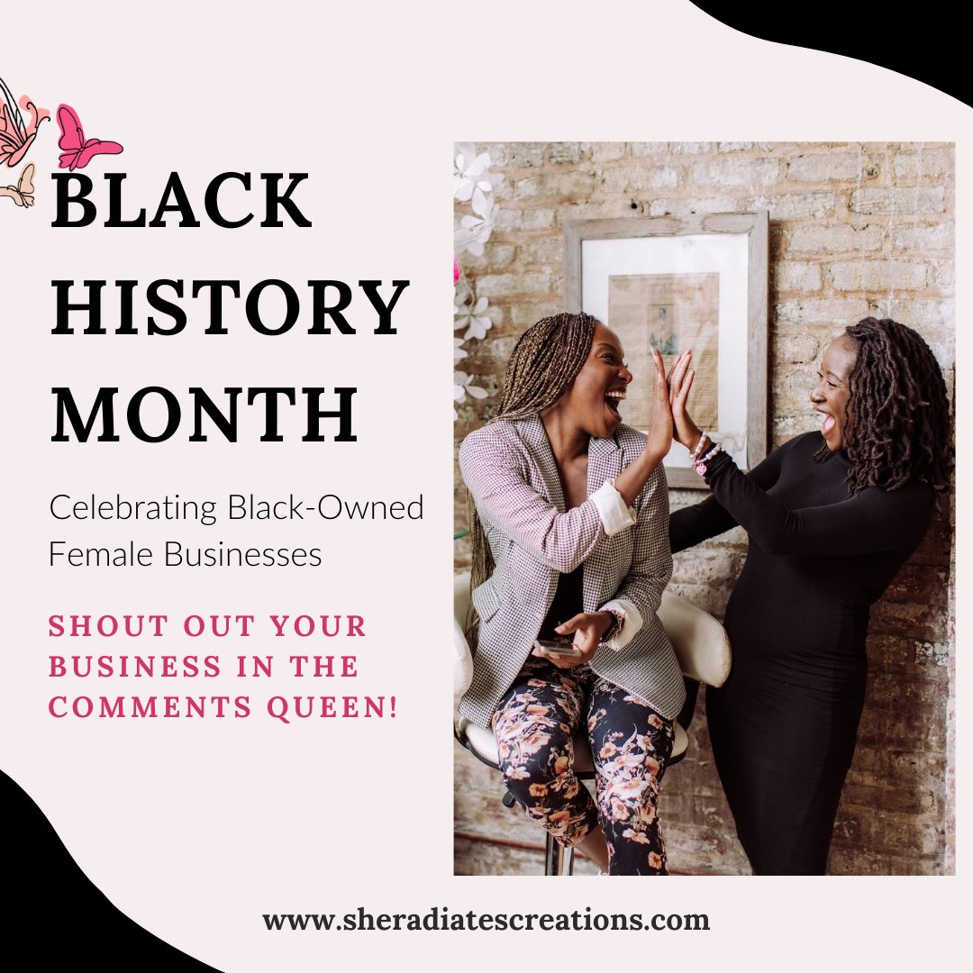 SRCrsLLC's tweet photo. Help us celebrate #BlackHistoryMonth by shouting out a Black-Owned Female Business! 💃🏾✊🏾 https://t.co/DRsMQrg9oy