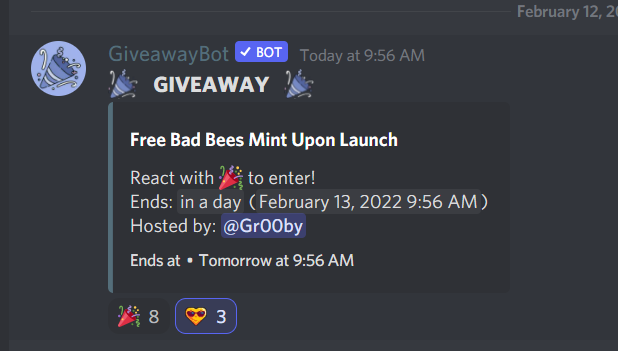 badbeesnft's tweet photo. Did you know we do trivia for NFT prizes and give away prizes in our giveaway channel in our discord?

I mean, if you haven't joined our discord already, your really missing out!

https://t.co/O2bQsY0mcx https://t.co/rpf9WT2K4L