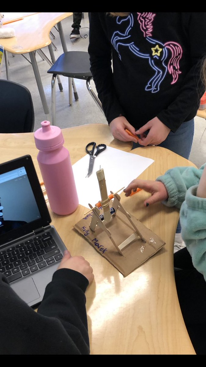 cove_jim's tweet photo. The Grade 4s created and tested our catapults and trebuchets. Today was battle day! We launched candy at enemy strongholds of cups and toys. Fun was had by the all! Thanks to @MrsMackieteach and Mrs. McLeod’s class for their help setting up! @SarahThompsonSc #rvsed https://t.co/IIGyVp3cs9