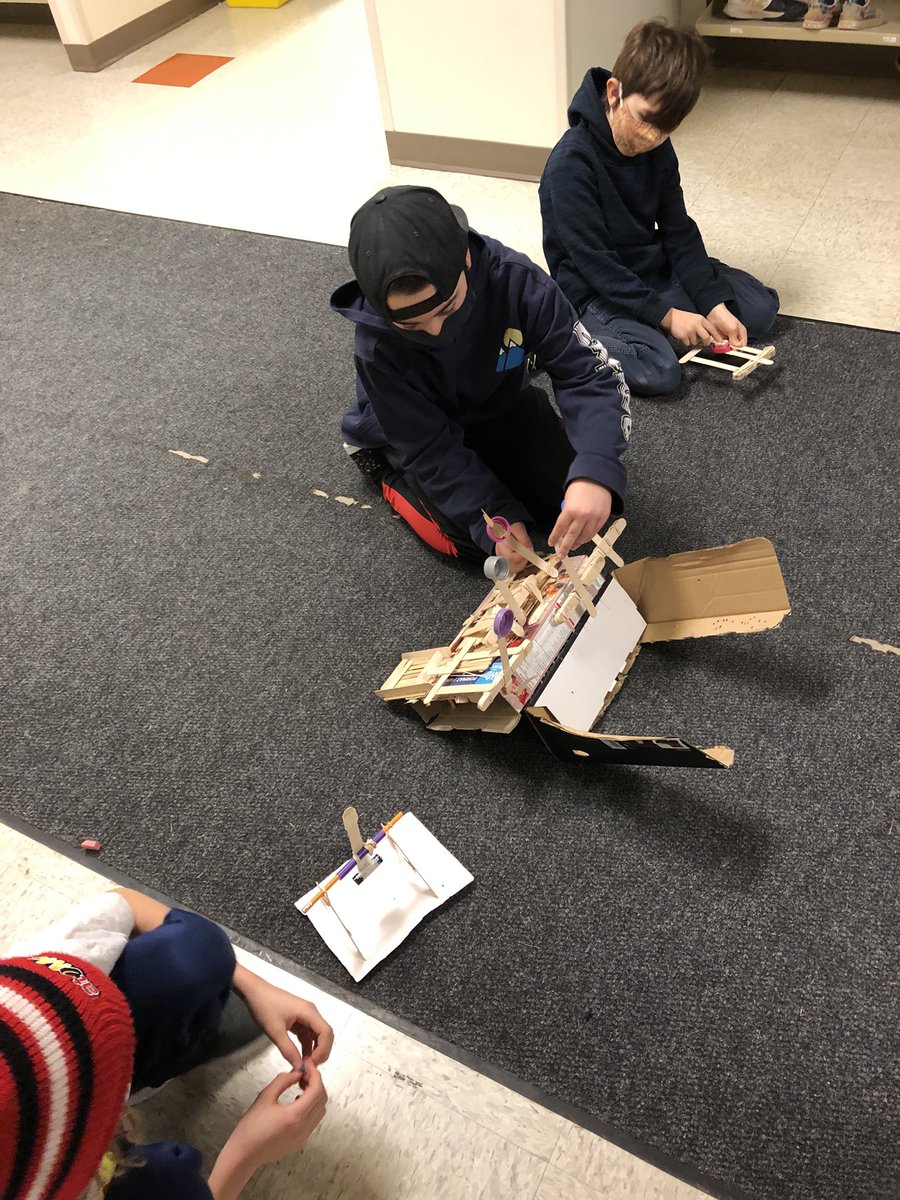 cove_jim's tweet photo. The Grade 4s created and tested our catapults and trebuchets. Today was battle day! We launched candy at enemy strongholds of cups and toys. Fun was had by the all! Thanks to @MrsMackieteach and Mrs. McLeod’s class for their help setting up! @SarahThompsonSc #rvsed https://t.co/IIGyVp3cs9