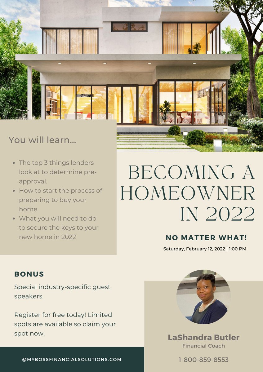 MyBossFinancial's tweet photo. If you’re looking to become a homeowner in 2022 don’t miss this free event! Save your spot and go register now.
This is your year so claim it 💪🏾
https://t.co/gVfP8O4l44 https://t.co/y3WjaDWyCl