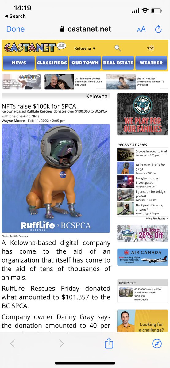 RuffLifeNFT's tweet photo. It’s an amazing feeling knowing that we are getting more eyes on a charity like the @BC_SPCA &amp; that we are actually able to help dogs find their forever 🏡 

We are grateful that news outlets are taking the time to give us the recognition. We look forward to donating more. 🤗 https://t.co/N4PtoJWDJi