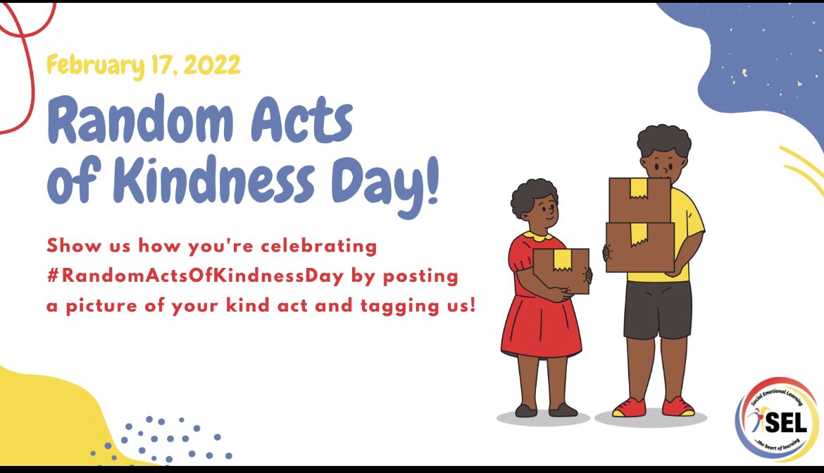 WSFCSSEL's tweet photo. This year’s National Random Acts of Kindness Week takes place February 14 – 20, 2022, with National Random Acts of Kindness Day on February 17. Join WS/FCS in celebrating this opportunity to spread kindness throughout our district. https://t.co/vgqaSyjxiG