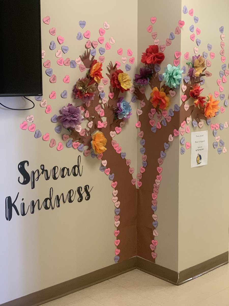 MHSMidtown's tweet photo. In celebration of Midtown's Annual Kindness Week, and as part of after school program, 3rd-5th grade students designed &amp; crafted a "Spread Kindness Tree". This tree, on display in the office, encourages positivity in our community through small, simple acts of kindness! https://t.co/uvAKVo08y5