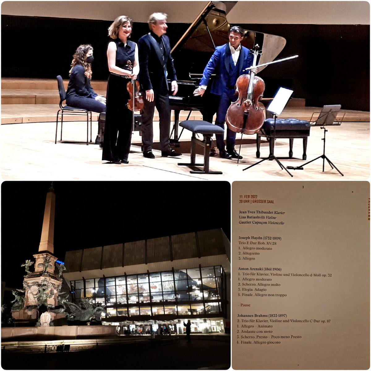 BeatePflug's tweet photo. Ein #Genuss für Auge, Ohr und Seele 😍 Danke für einen wundervollen Abend im #Gewandhaus an #LisaBatiashvili #GautierCapuçon #JeanYvesThibaudet https://t.co/zB2xEo5alH