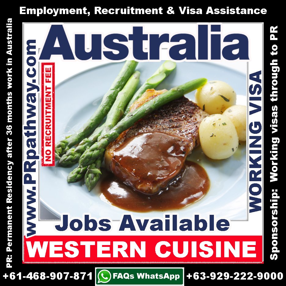 OFWDatabase's tweet photo. Chef: Jobs in Australia.
● Western cuisine chefs wanted.
● Sponsored working visas offered.
● (PR) Pathway. Permanent residency.
https://t.co/Vvqhv7Y5CF https://t.co/XyXfja9J2R