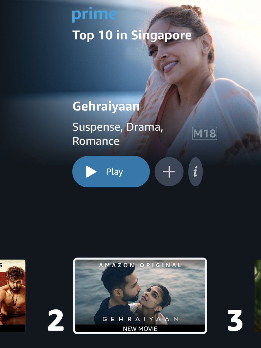 Guess what’s trending at #2 in Singapore 😍? #GehraiyaanOnPrime
