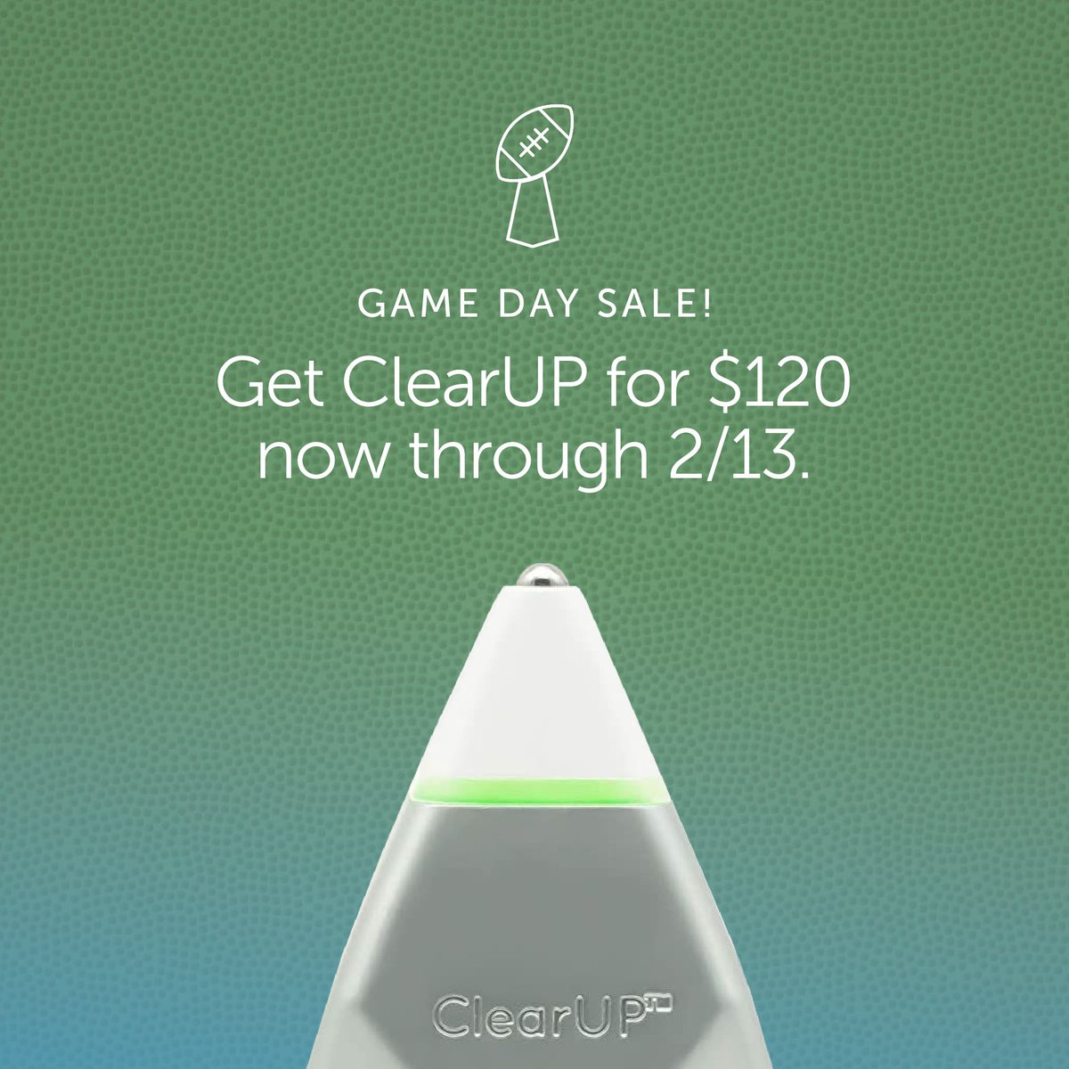 ClearUP; it pairs nicely with buffalo chicken dip and first downs. For when the plays get intense and the game is on the line, ClearUP helps you breathe easier. Catch it on sale this Super Bowl Sunday: bit.ly/3DAlHhP (offer valid through 2/13)