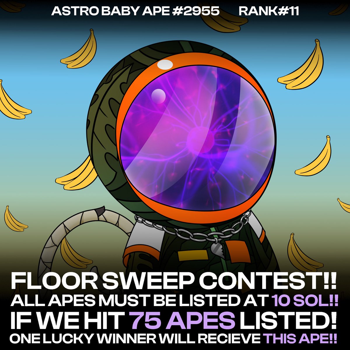 AstroBabiesNFT's tweet photo. FLOOR SWEEP CONTEST 🔥

10 SOL GANG UNITE! ✊

#solana #AstroBabiesNFT #bitcoin #crypto #floor #sweep #Giveaway #NFTs https://t.co/uPpROTvLlo