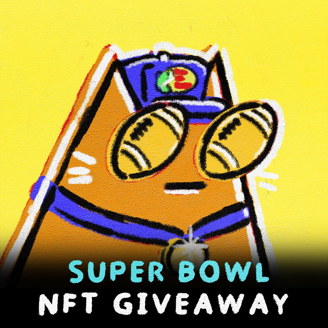 Only 48 hours before the @SuperBowl so we're giving away this Pop Art Cat 😻 To enter: 🏈RT & Like 🏈Follow us 🏈Extra entry: Tag a friend Each Tag = 1 Extra Entry Ending ~2 days #NFT #SuperBowl