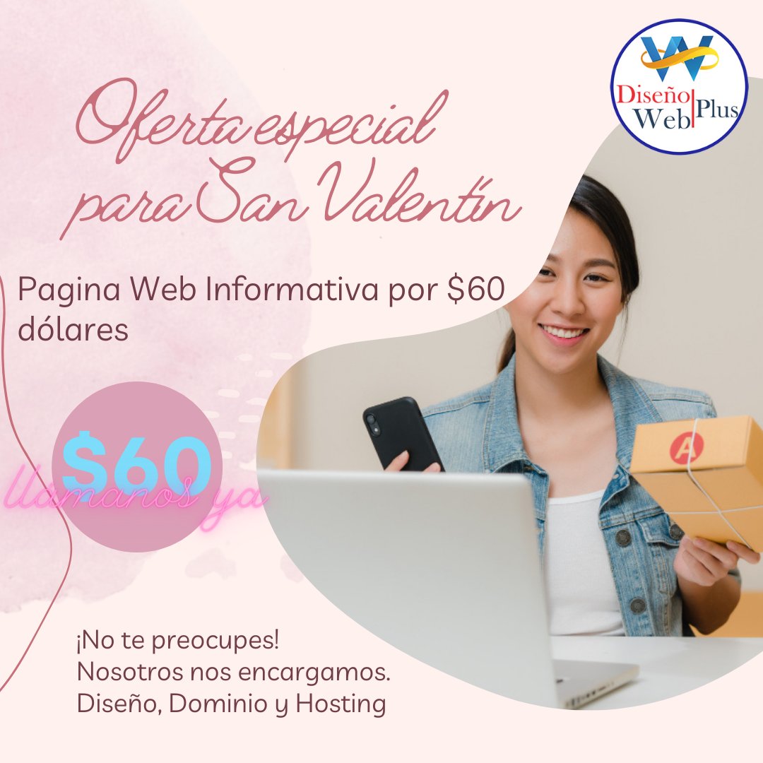 DisenoWebPlus's tweet image. Pagina Web informativa desde $60 dólares a 99 dólares. Diseño del sitio Web. Hosting y dominio gratis por un año. 
disenowebplus.com
¿Alguna pregunta? 
WhatsApp
wa.me/message/7NE4QP…
#disenowebplus #disenoweb #SEO #Ofertas #SanValentin #ventasonline #SiguemeYTeSigo