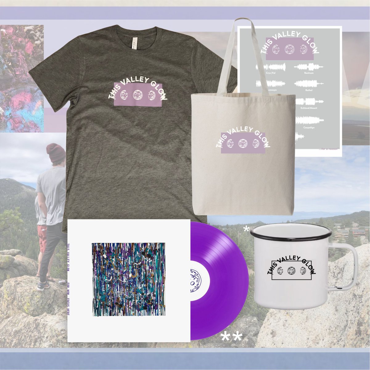 thisvalleyglow's tweet photo. We are excited to share our first run of merch

Link in bio! 

*The ”Moon Phase” enamel mug is coming soon. 
**Due to extremely strained material shortages and lead times, the first pressing of “For Now, Focus Here” is expected early Summer of 2022. https://t.co/anz4VtvmPe