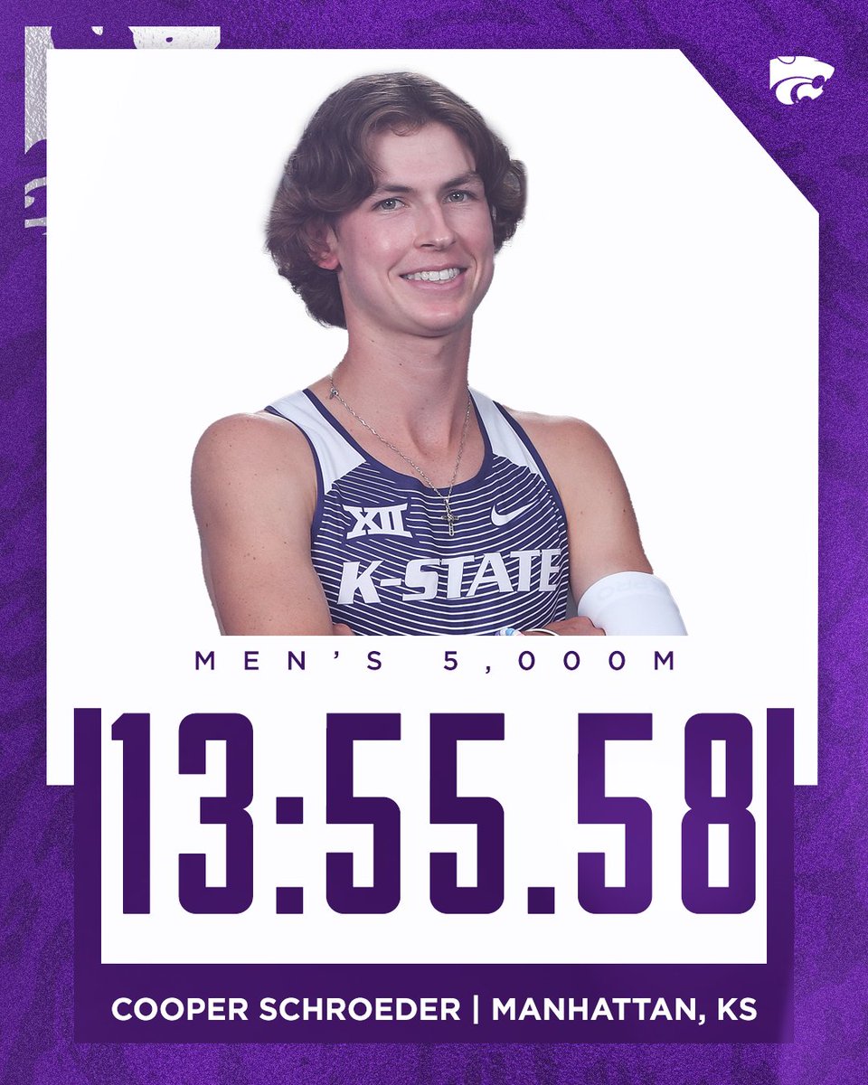 🚨NEW SCHOOL RECORD ALERT🚨

Junior Cooper Schroeder has set the K-State men's 5,000-meter school record on an oversized track! The Manhattan native clinched first place in the event.

#KStateTF