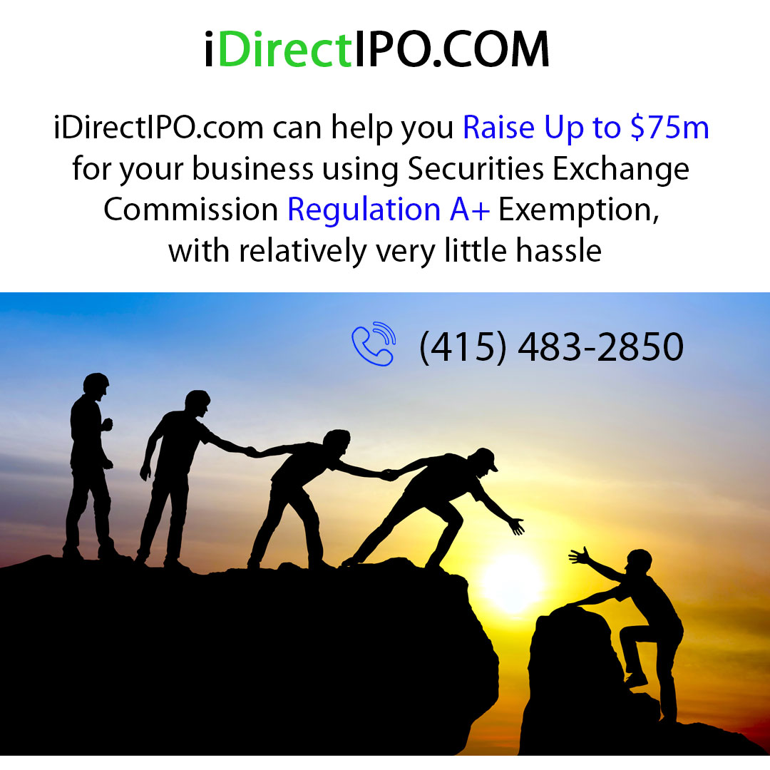 iDirectIPO's tweet photo. Previously prevented from participating in private #investment opportunities, non-accredited #investors can now enter a playing field formerly reserved for more affluent #wealthy investors: https://t.co/jqmlR8sBrG

#Investment #SEC #Exemption #RegulationA #IPO #business #startups https://t.co/wXxH0RjSiJ