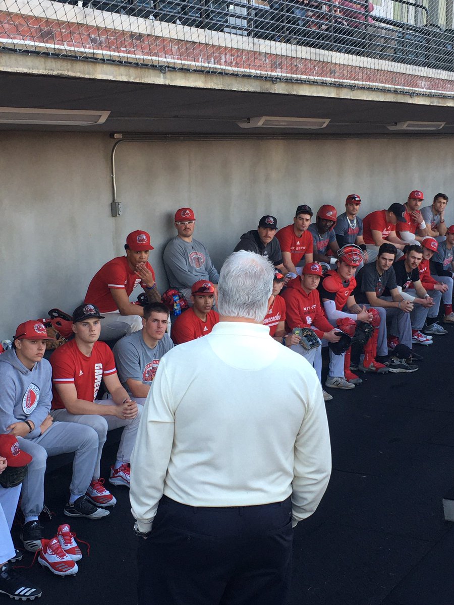 JaxStateBB's tweet photo. We had some special guests at practice this afternoon as former Gamecocks, who played for Coach Rudy Abbott, spoke to the team about the legacy and the standard that Coach Abbott set for the program. #RA18 https://t.co/5mWRhm2gzH