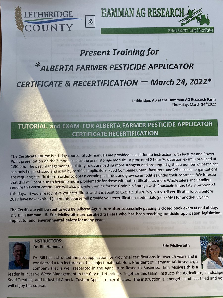 Come down to the office to register for the Pesticide Applicator Certification. This allows you purchase phostoxin. Give the office a call at 403-867-2436 and we can help get you set up.