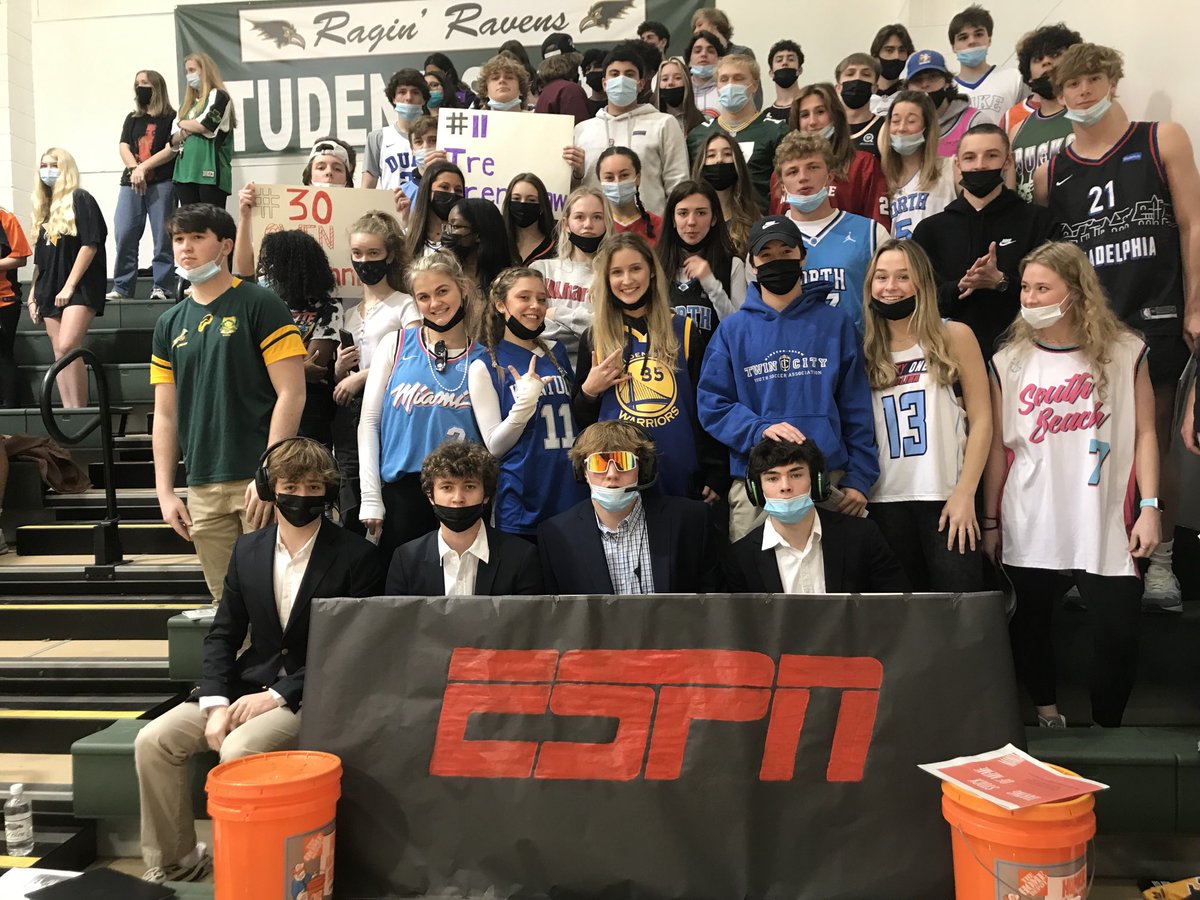 Ravens_BLax's tweet photo. For the first time since 2018, ESPN back reporting from the Main Arena tonight! #goravens #seniornight #ravensbball #bristolsouth https://t.co/6LcIyqugf1