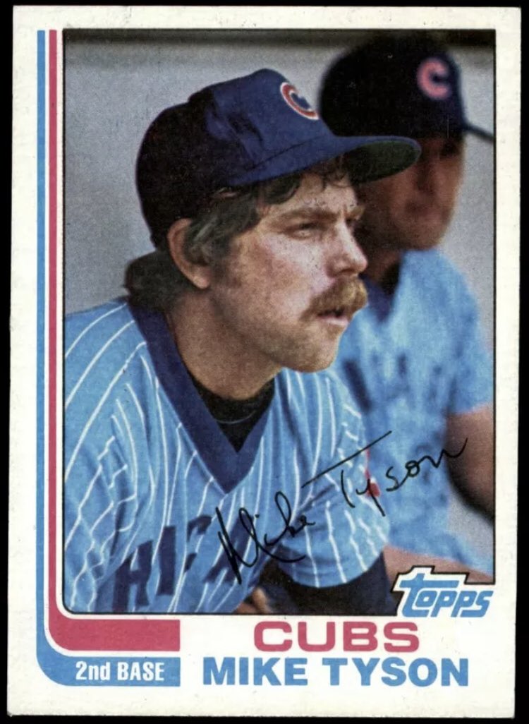 CardboardHistry's tweet photo. @dee_rock80 @Topps @MikeTyson Hey, some irony here as I was just tweeting Mike Tyson โพ๏ธ cards earlier today as wellโฆI like yours better though! ๐๐ #GreatPull
(PS: And to cap the irony, Iโm an #Auburn grad named Derek whose nickname was D-Rock. ๐คฏ๐ณ๐) https://t.co/BYuR81R3Ij