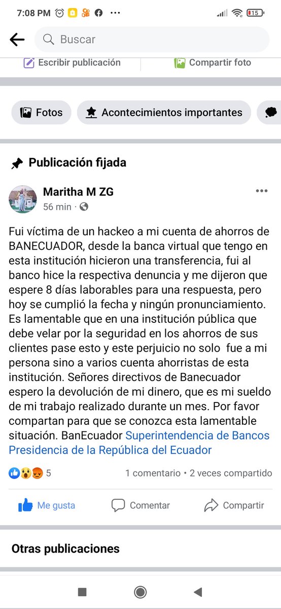 HannaSisa's tweet photo. Ella fue víctima de un hackeo en su cuenta del BANECUADOR... Ayuden a compartir este post, para que llegue a las autoridades y se haga justicia @superbancosEC @Presidencia_Ec https://t.co/5ePxioBaDO