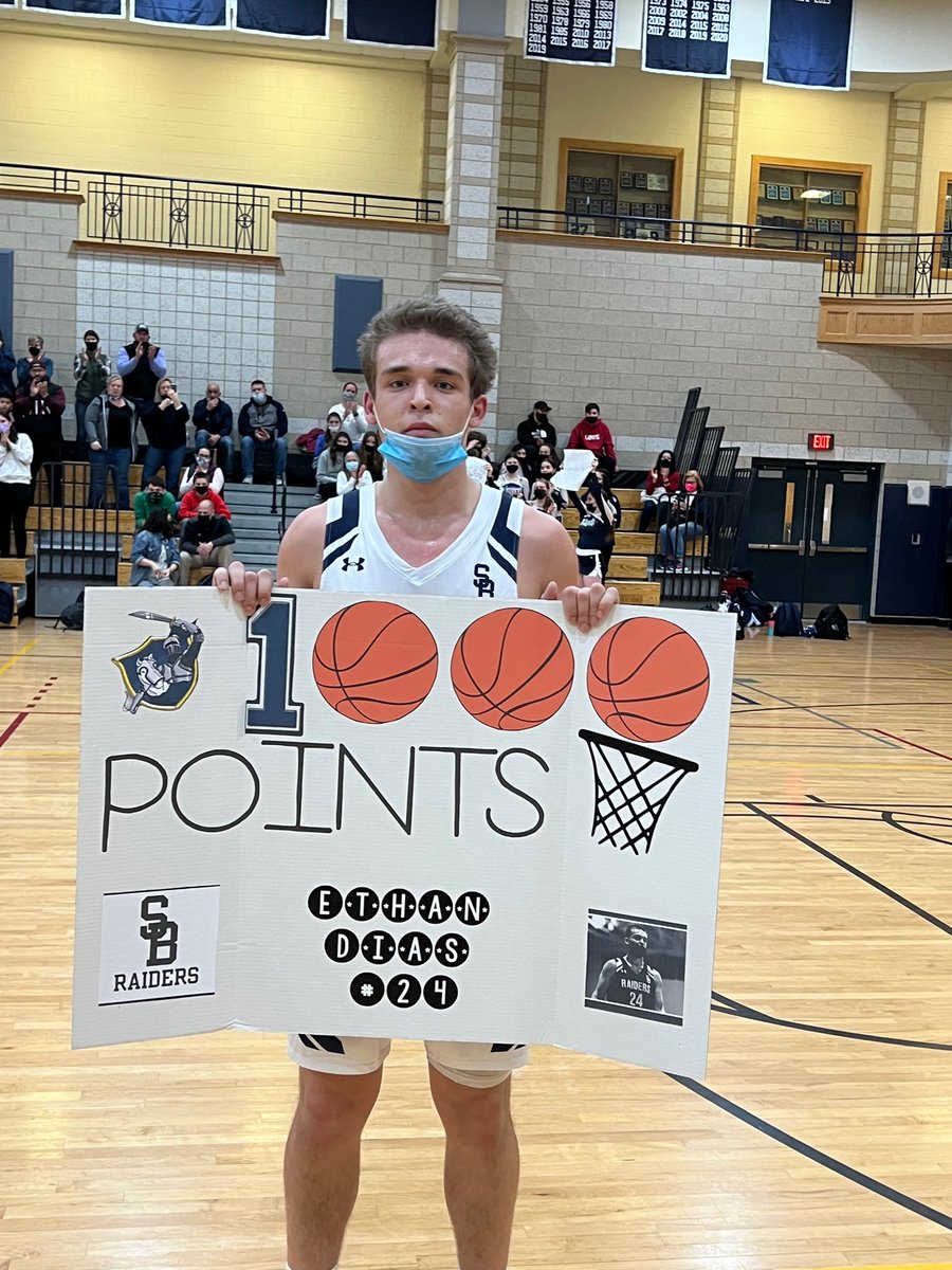 🎉 Congratulations to Sr Capt Ethan Dias #24 who scored his 1000th point tonight with 1:12 left in the first half.  Ethan a 4 yr starter scored 22 pts in 1st half &amp; has <a href="/1k/">Bram Hoskin</a> even.  <a href="/sb_raiders/">SB Athletics</a>  <a href="/Chezsports/">Steven Sanchez</a> <a href="/SC_Varsity/">SouthCoast Varsity</a> <a href="/BGlobeSports/">Boston Globe Sports</a> <a href="/projo/">Providence Journal</a> @BostonHeraldHS <a href="/MIAA033/">MIAA</a> <a href="/keith_pearson/">Keith Pearson</a>