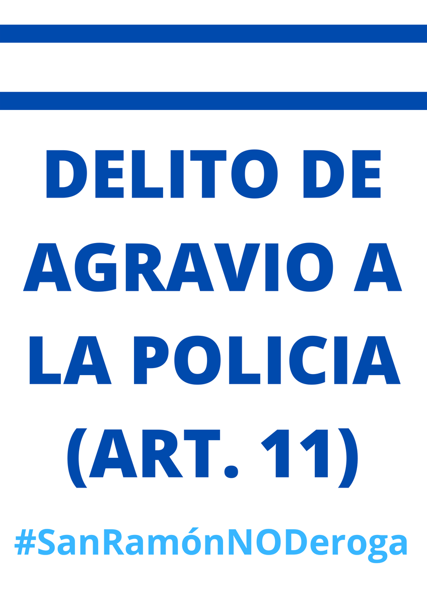 sanramonoderoga's tweet photo. DELITO DE AGRAVIO A LA AUTORIDAD POLICIAL - ART. 11.

No está bien obstaculizar, agraviar, atentar, arrojar objetos, amenazar o insultar a la autoridad policial, y eso la LUC lo castiga.

Este artículo se pretende derogar. Para NO retroceder, votá NO.

#SanRamónNODeroga
#VotáNO https://t.co/46cvnPQxub