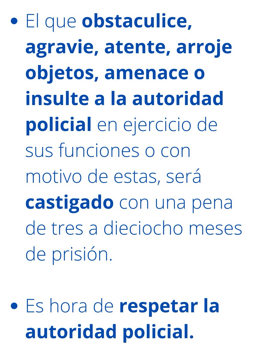 sanramonoderoga's tweet photo. DELITO DE AGRAVIO A LA AUTORIDAD POLICIAL - ART. 11.

No está bien obstaculizar, agraviar, atentar, arrojar objetos, amenazar o insultar a la autoridad policial, y eso la LUC lo castiga.

Este artículo se pretende derogar. Para NO retroceder, votá NO.

#SanRamónNODeroga
#VotáNO https://t.co/46cvnPQxub