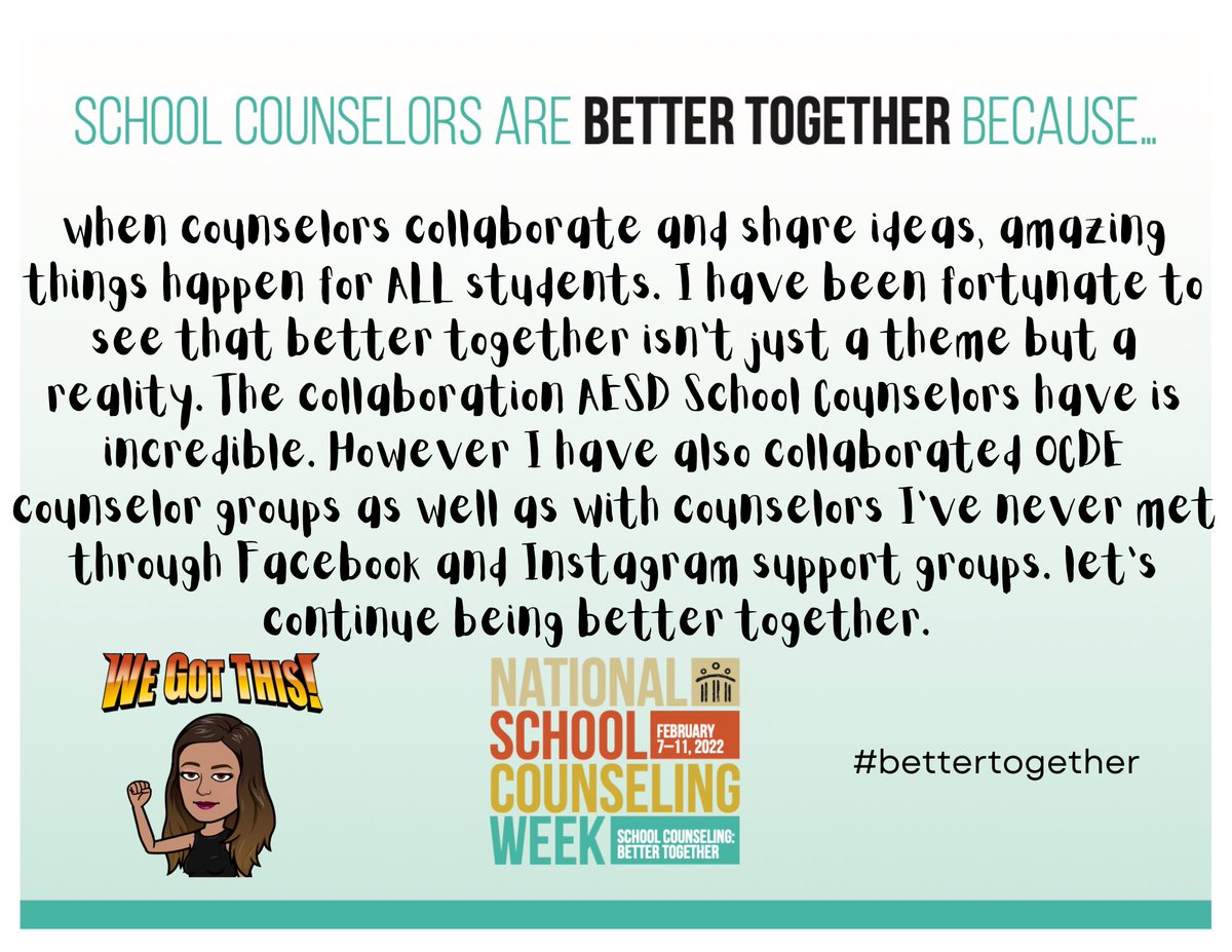 SC_RChavez's tweet photo. S Counselors Are better together. Love having @AESDcounselors to collaborate &amp; consult with. I also feel fortunate to have @ASCAtweets &amp; @MyCASC counselor support, Facebook counselor groups &amp; amazing Instagram counselors. @AnaheimElem thank you 4 giving us time 2 work together. https://t.co/pqLb0RzZ5l