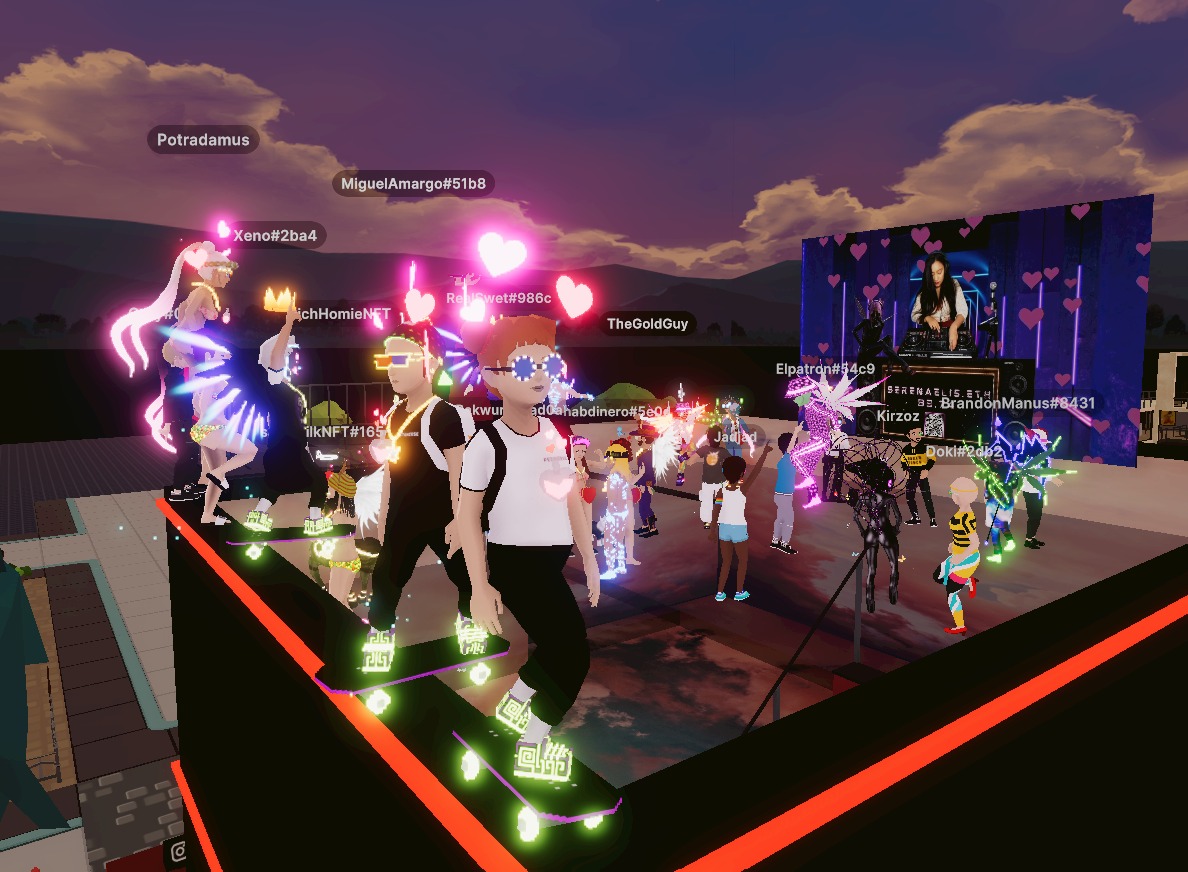 madebymoik's tweet photo. Partying in the metaverse with @Miguel_Amargo and the @RichHomieNFT gang! Love the place  @DCLDating 🥳💕 https://t.co/a20qhzQrYI