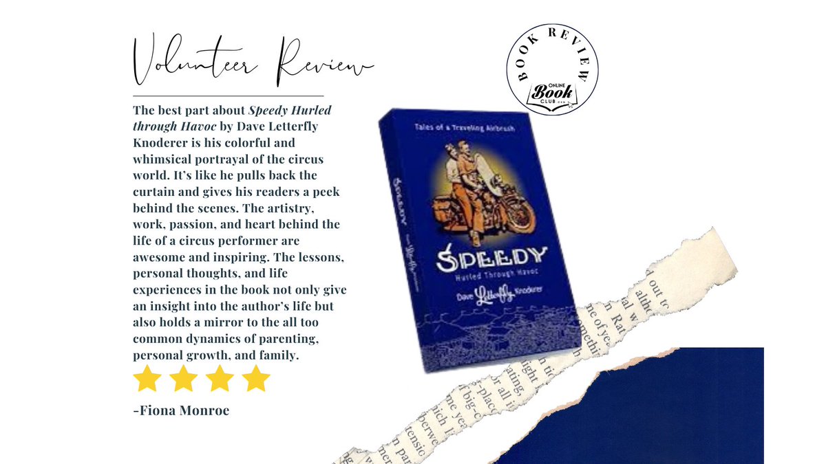 The author reflectively contemplates some of the events, experiences, and relationships in his life. -Fiona Monroe, volunteer OnlineBookClub.org review 

OBC Bookshelves Page: forums.onlinebookclub.org/shelves/book.p…

#Memoir #Journey #Circus #Airbrush #OnlineBookClub #Road #NonFiction #Book